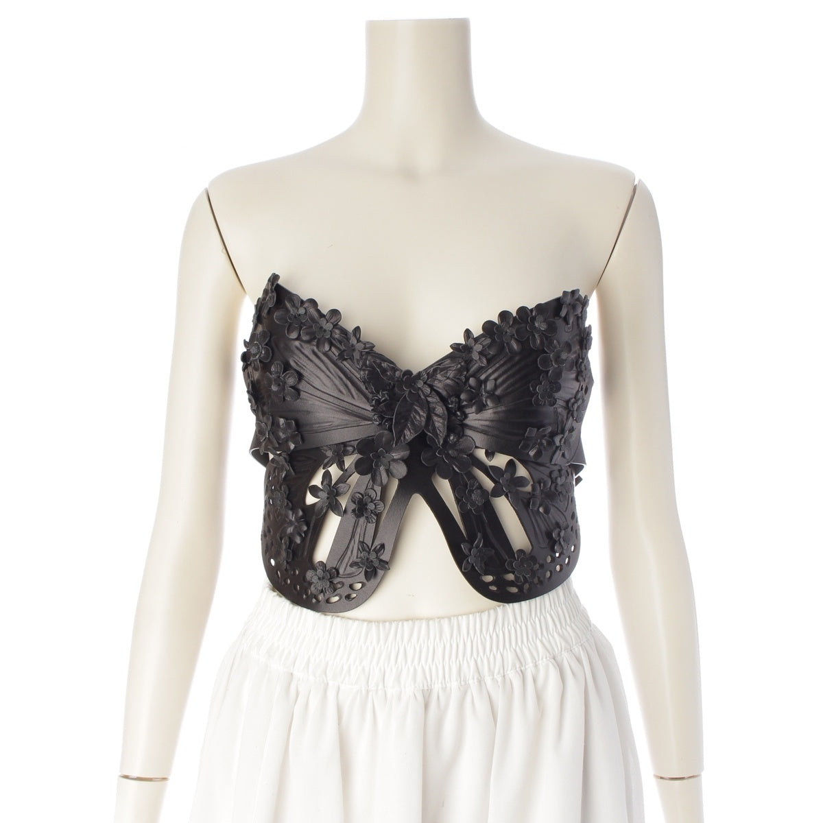 Christian Dior Cruise Butterfly Corset leather Butterfly Corset Belt tops 415B28XL107 black 38