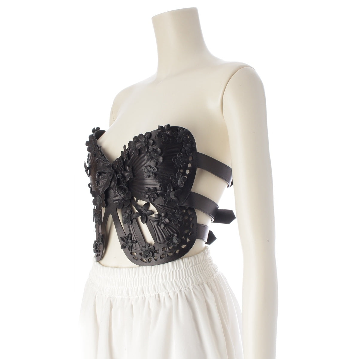 Christian Dior Cruise Butterfly Corset leather Butterfly Corset Belt tops 415B28XL107 black 38