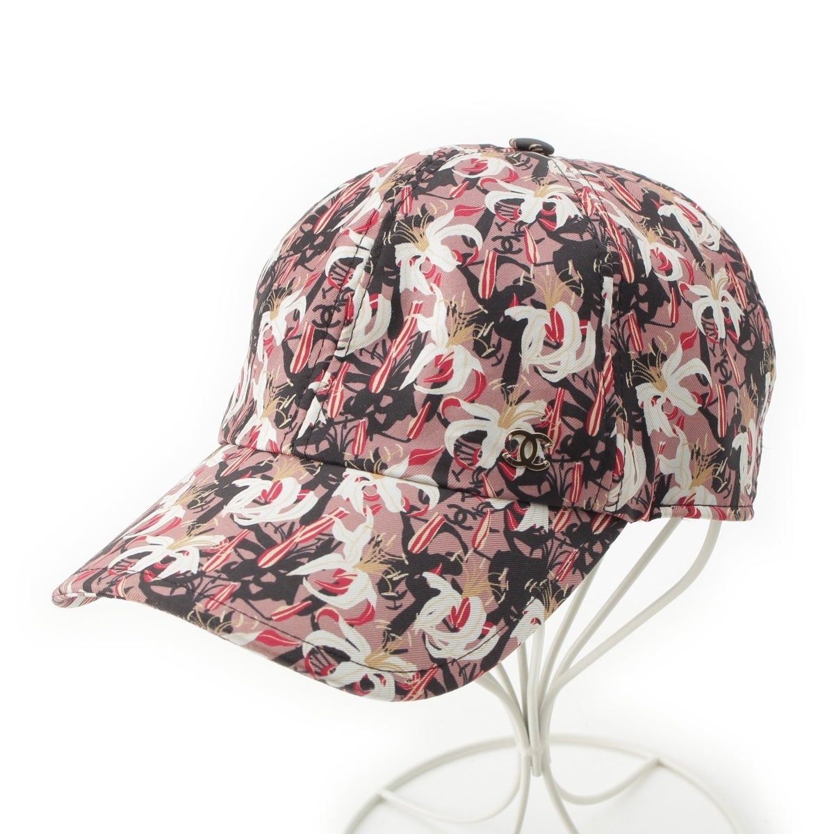 CHANEL silk CC COCO Mark Flower Baseball Cap cap Pink beige x multicolor