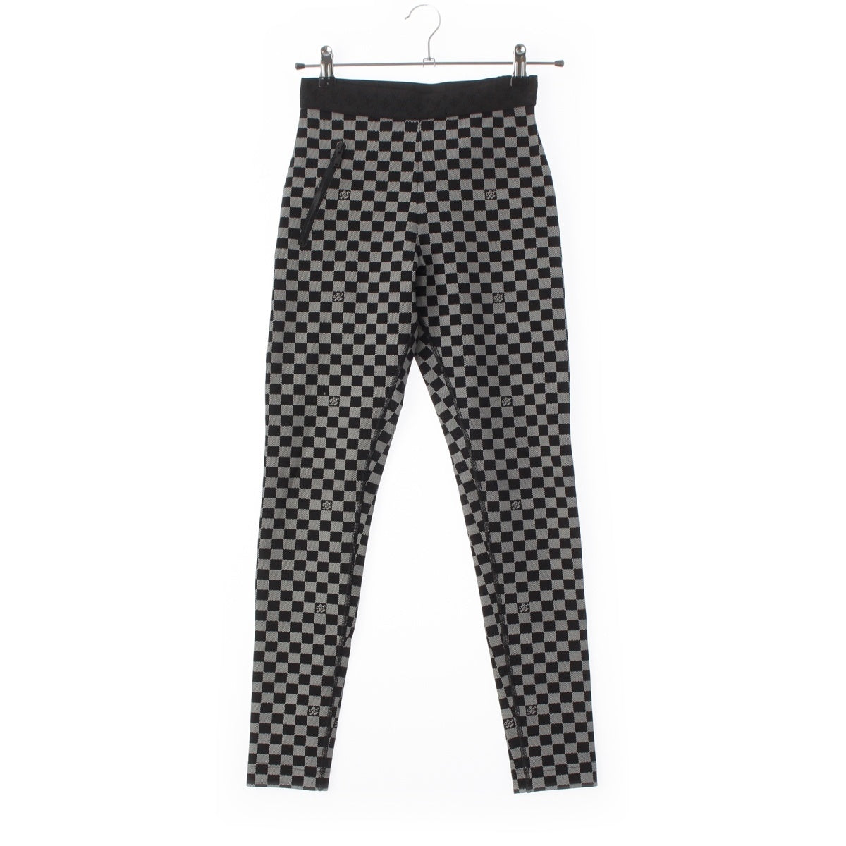 LOUIS VUITTON Nylon Damier leggings Pants Black x white 34