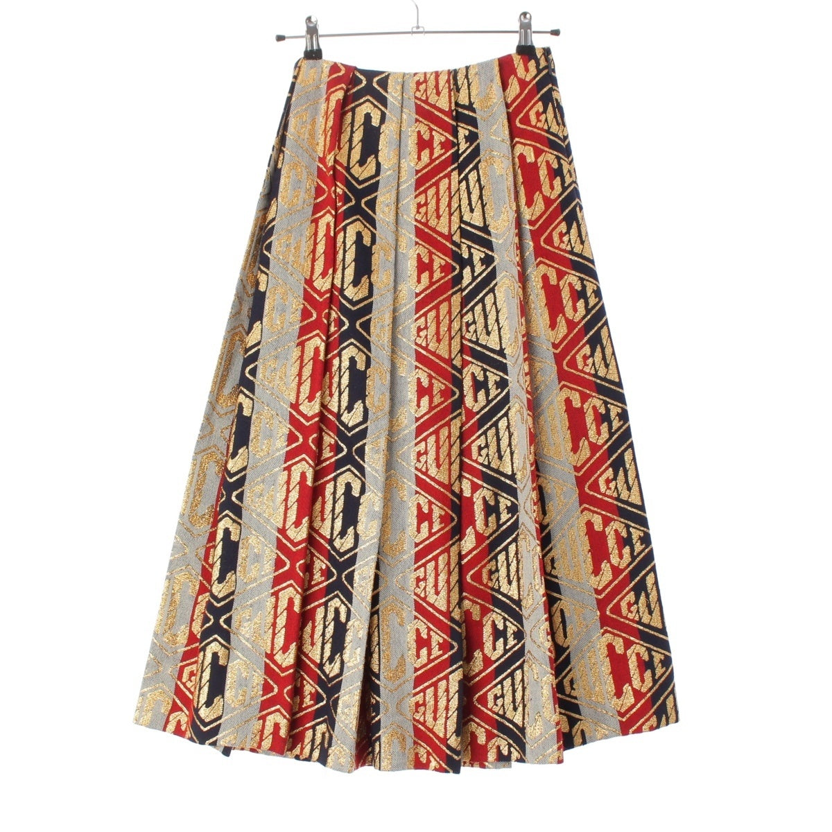 GUCCI wool Logo jacquard embroidery glitter skirt 524386 multicolor 36