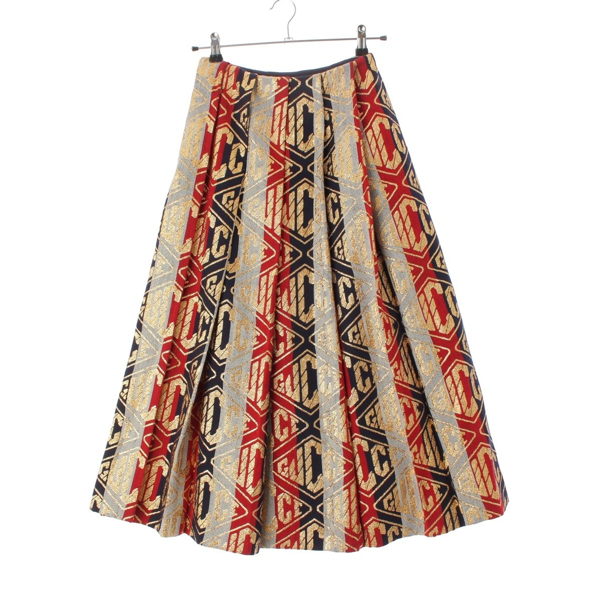 GUCCI wool Logo jacquard embroidery glitter skirt 524386 multicolor 36