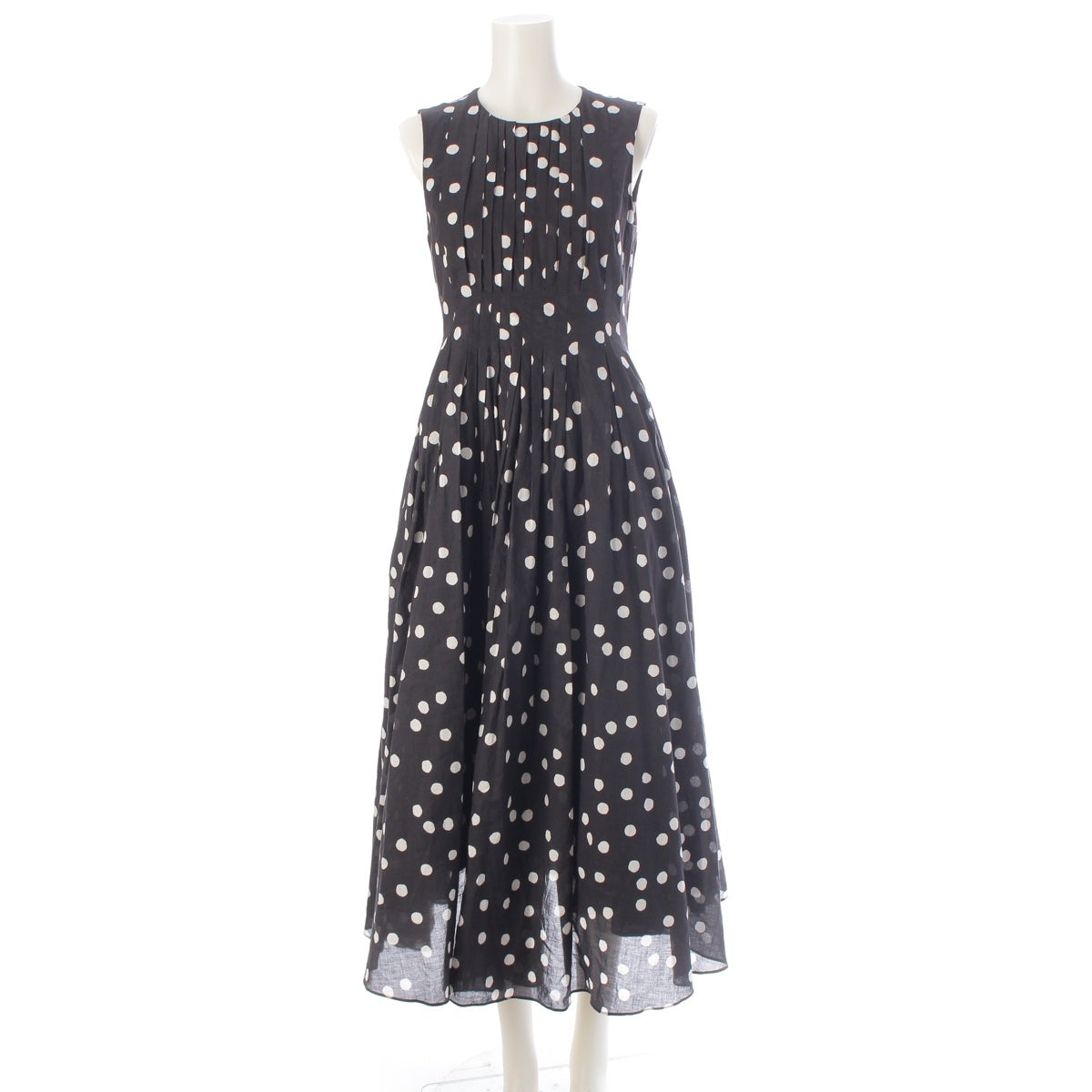 S Max Mara cotton Dot sleeveless one piece Black x white 38