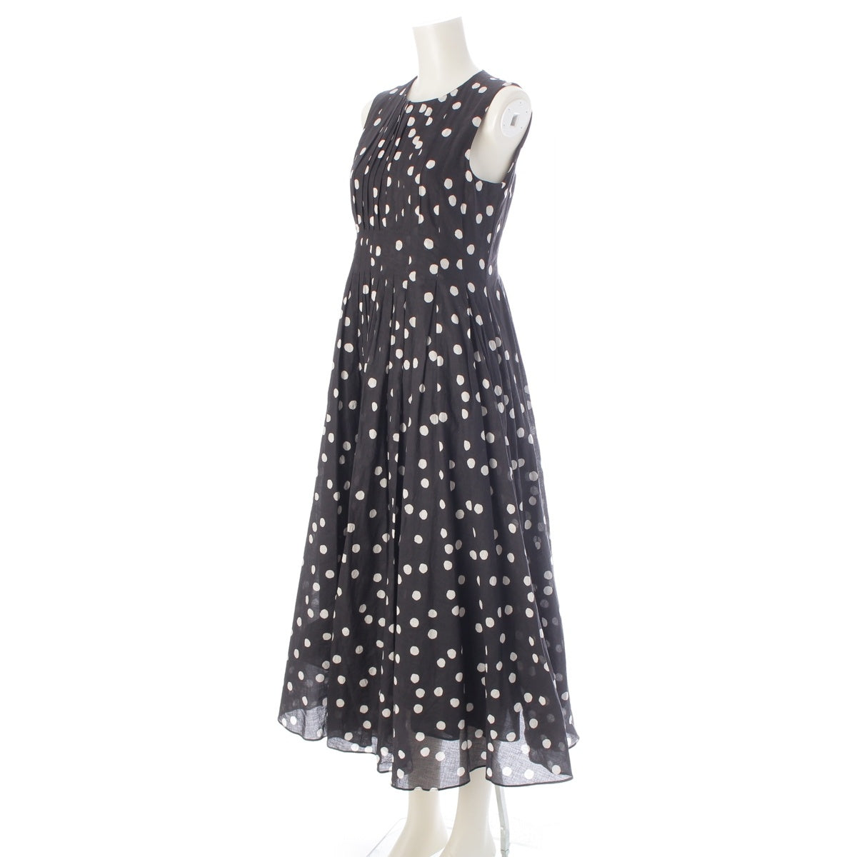 S Max Mara cotton Dot sleeveless one piece Black x white 38