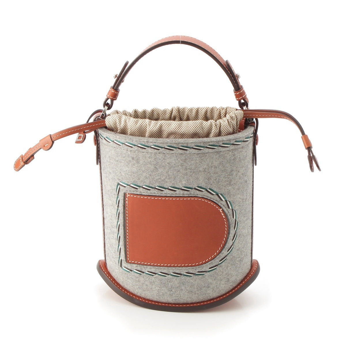 Delvaux felt PIN Bread Bucket bag hand Gray multicolor mini