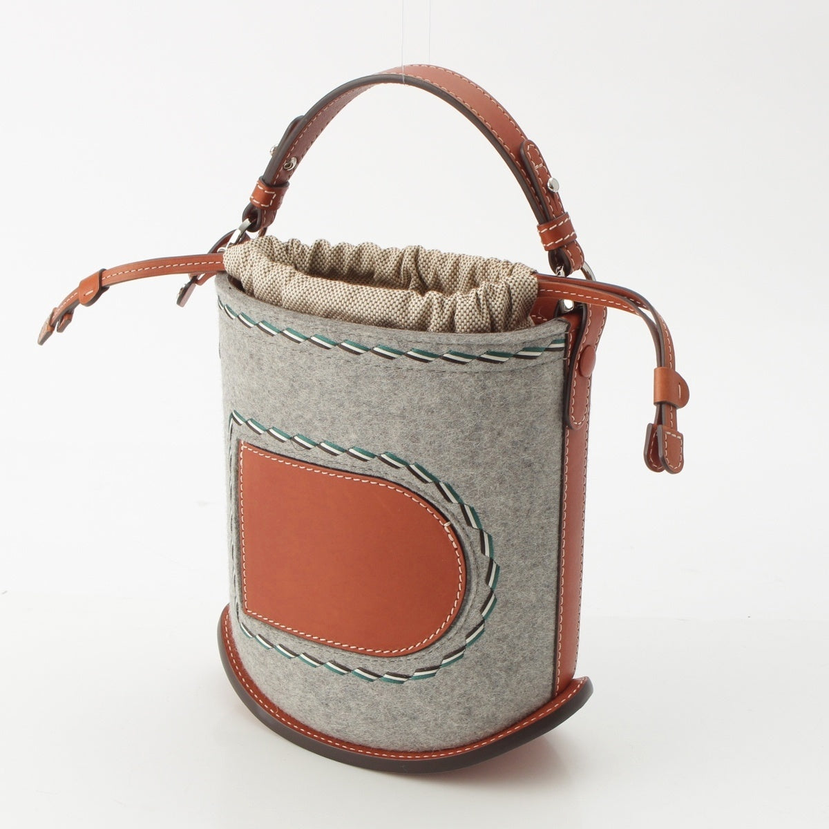 Delvaux felt PIN Bread Bucket bag hand Gray multicolor mini