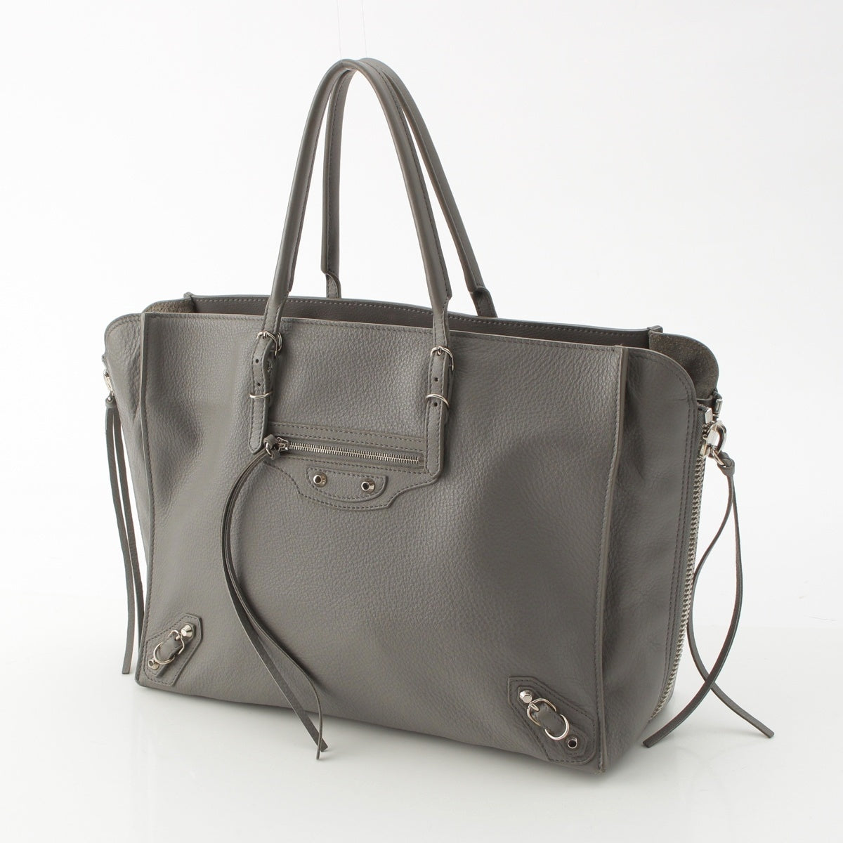 BALENCIAGA paper leather Shoulder Bag With mirror 432596 gray