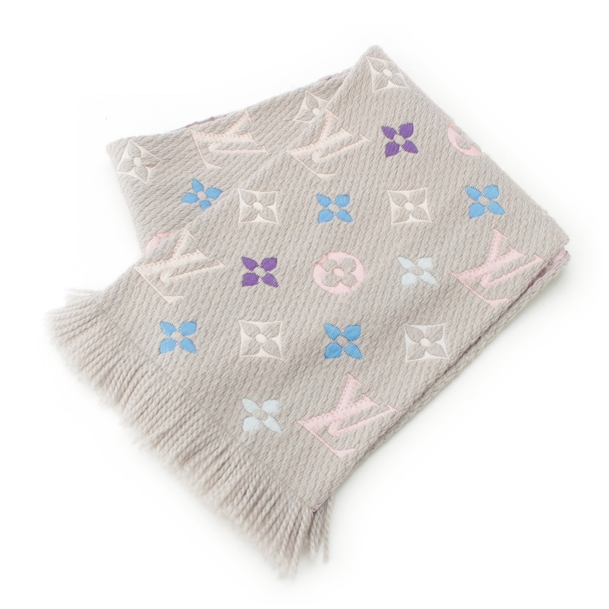 LOUIS VUITTON Esharp Logomania Wool silk Monogram Scarf M75874 gray