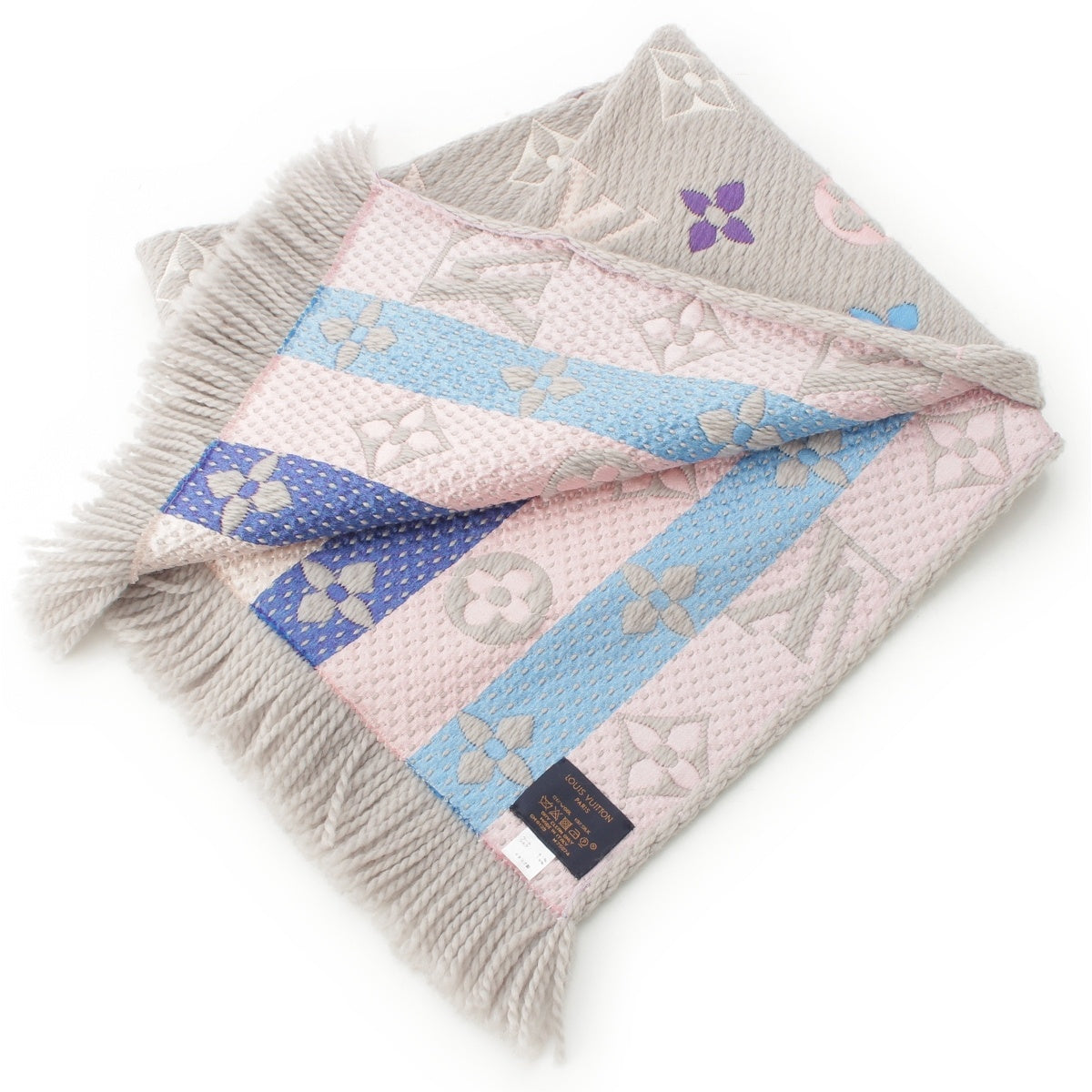 LOUIS VUITTON Esharp Logomania Wool silk Monogram Scarf M75874 gray