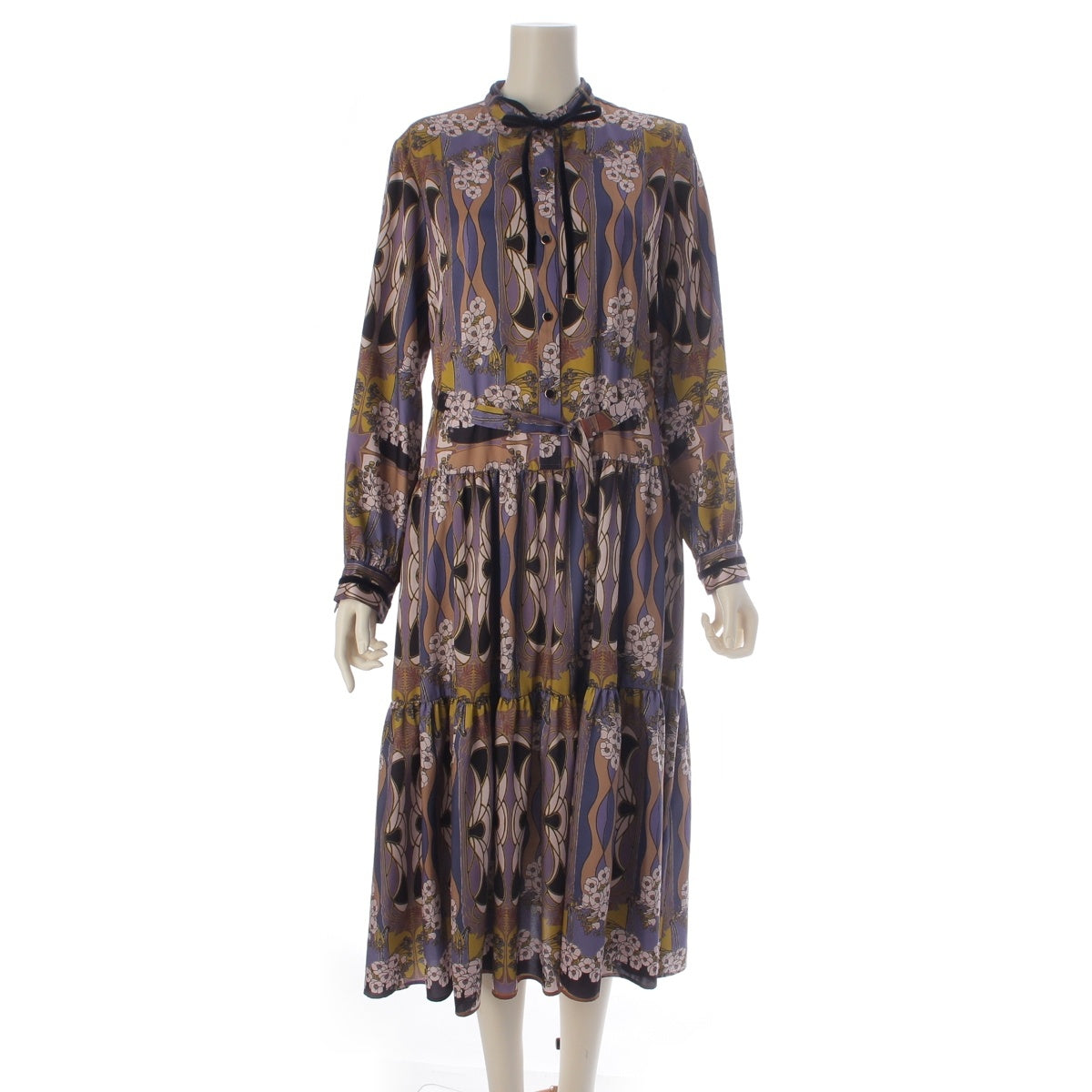 GRACE CONTINENTAL Nouveau print tiered one piece 01223 31135-00 Purple x yellow 38