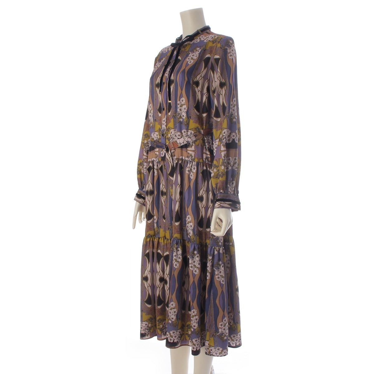 GRACE CONTINENTAL Nouveau print tiered one piece 01223 31135-00 Purple x yellow 38