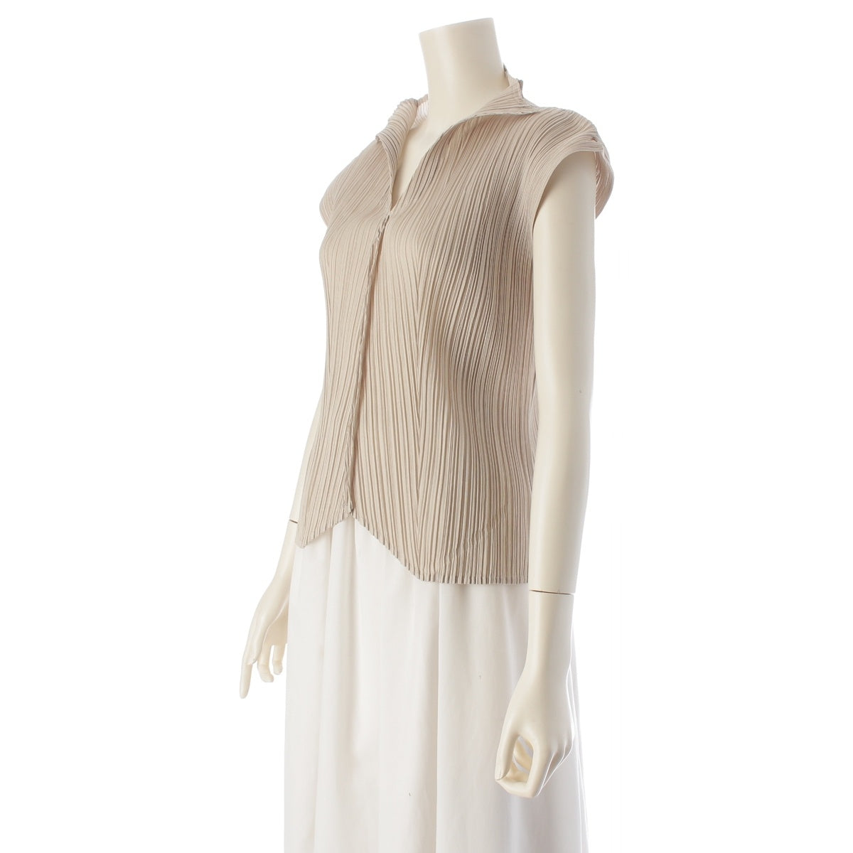 PLEATS PLEASE ISSEY High neck Sleeveless Cut tops PP05-JK003 Beige 3