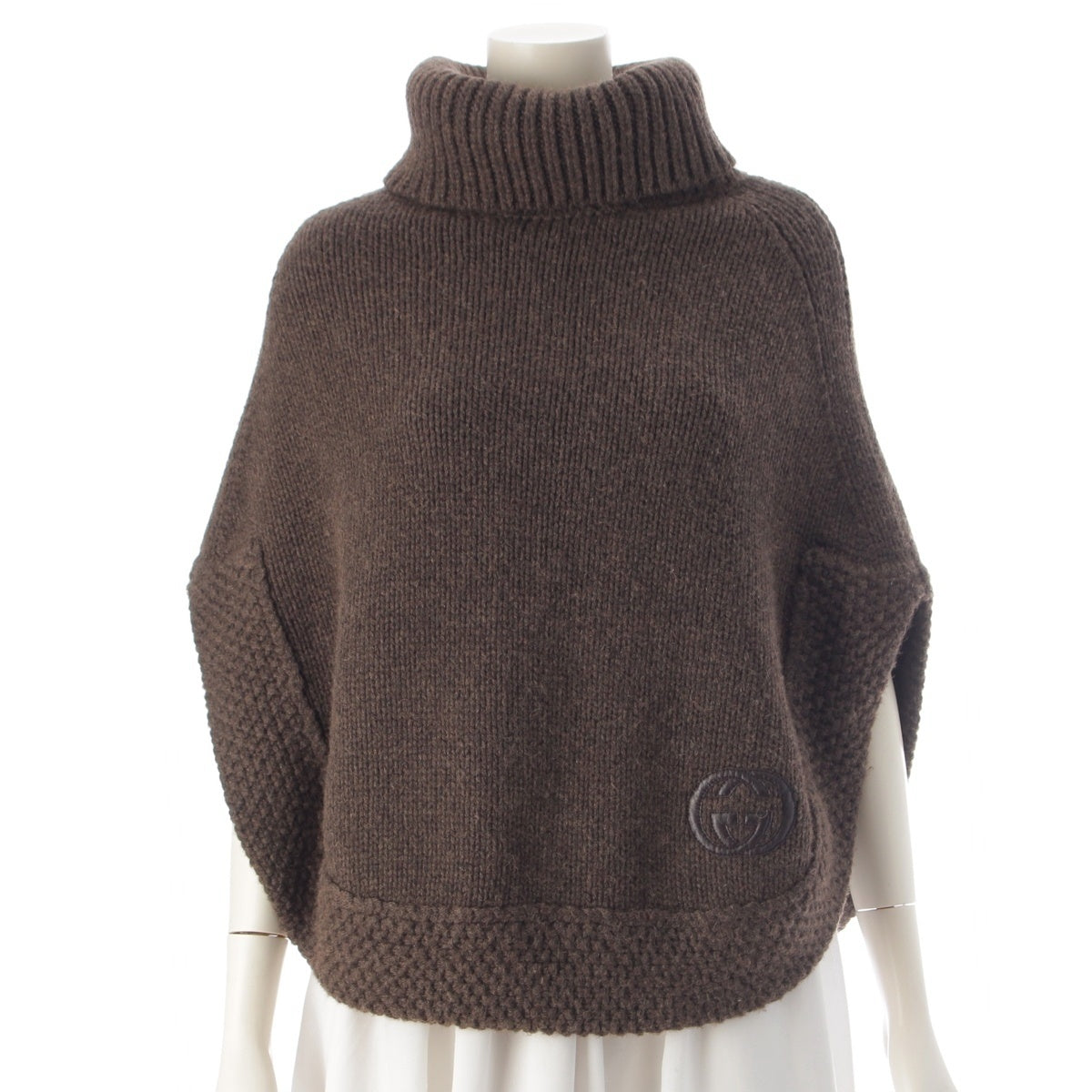 GUCCI Camel knit poncho 167319 Brown S