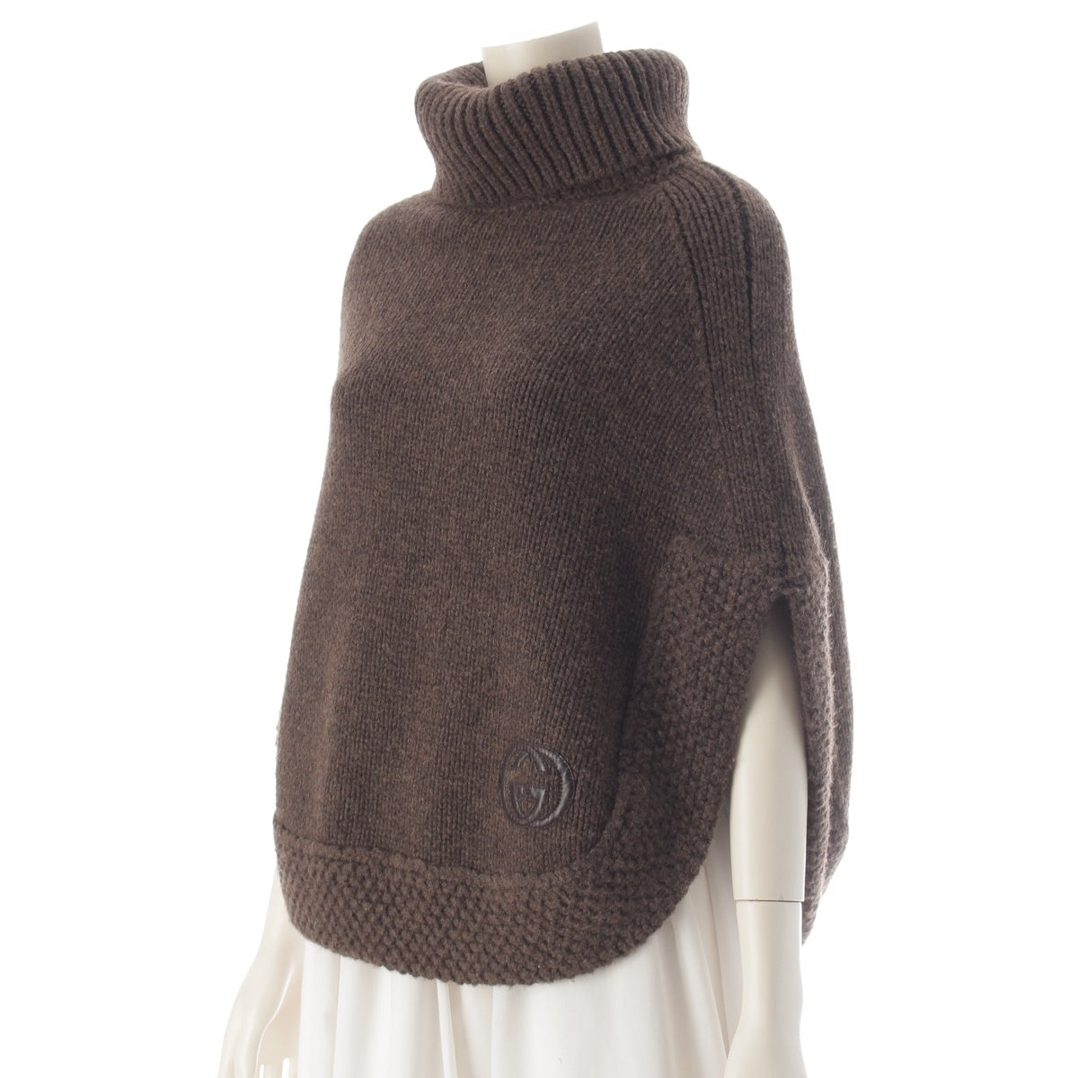 GUCCI Camel knit poncho 167319 Brown S