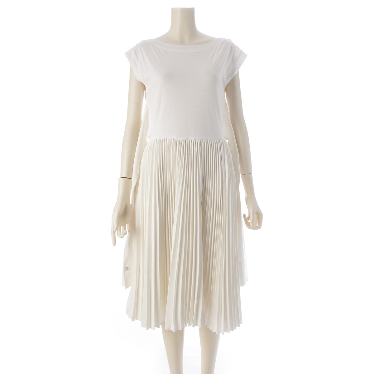 ADEAM ARNE JACOBSEN Pleated Long Sleeveless one piece dress 43698 white XS