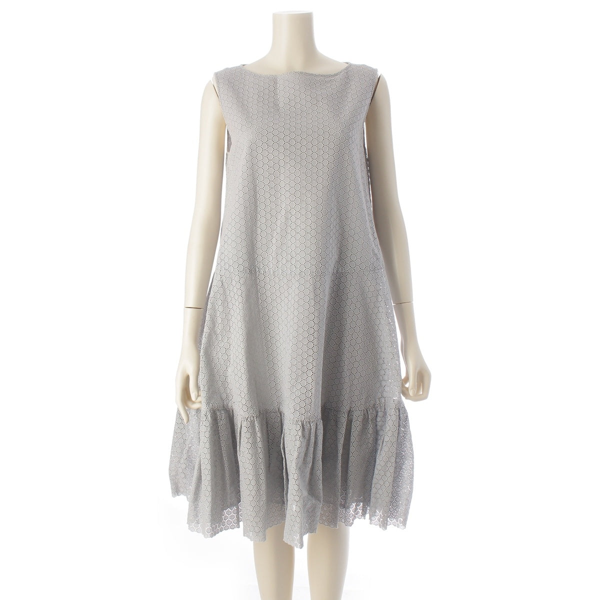 FOXEY cotton Cerisier Eyelet Lace Embroidery Sleeveless Top one piece 43374 Light blue 38