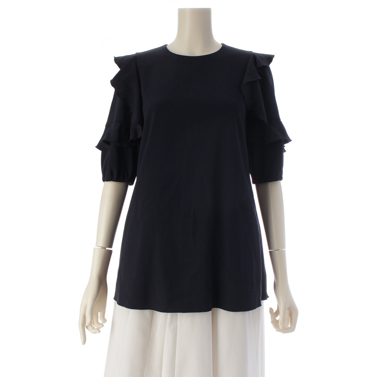 FOXEY NEW YORK Ruffles Short Sleeves blouse 37510 Navy 38