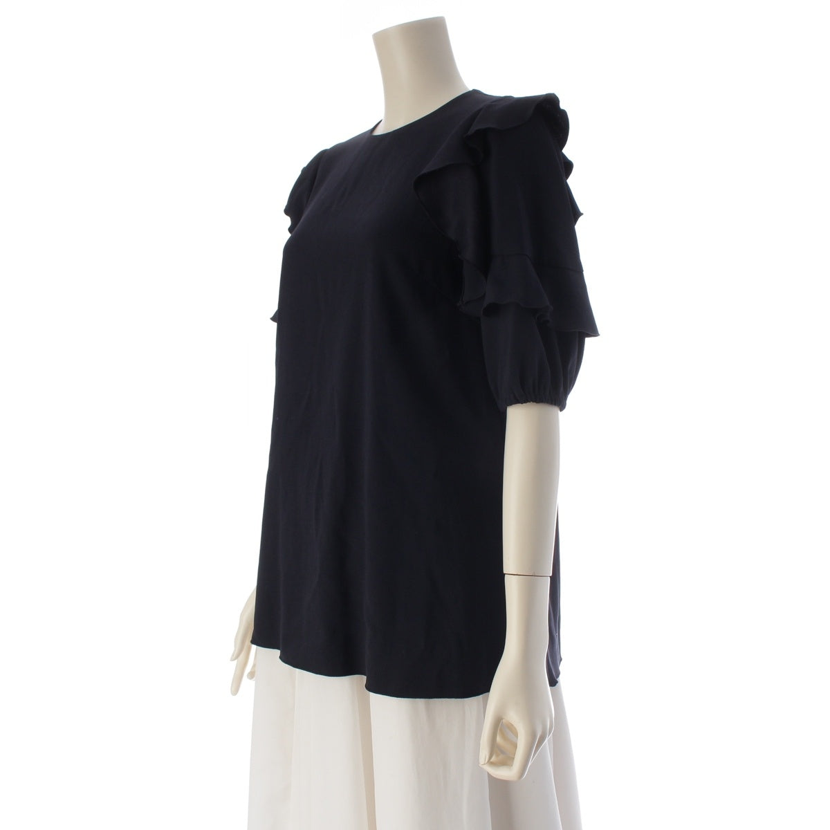FOXEY NEW YORK Ruffles Short Sleeves blouse 37510 Navy 38