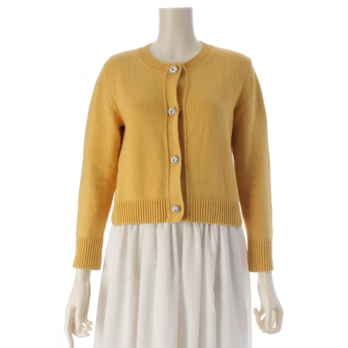 FOXEY NEW YORK Etoile Brillante Rhinestone rhinestone buttons cardigan tops 41249 yellow 38