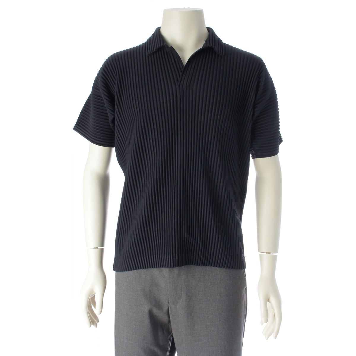 HOMME PLISSE ISSEY Pleated short sleeves Polo shirt tops HP55JM530 Navy 2