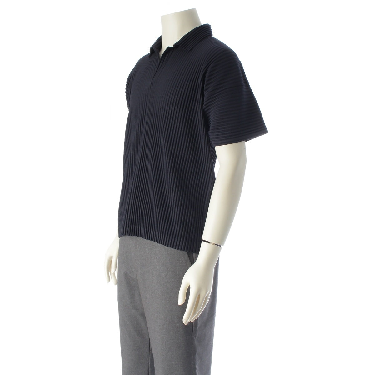 HOMME PLISSE ISSEY Pleated short sleeves Polo shirt tops HP55JM530 Navy 2