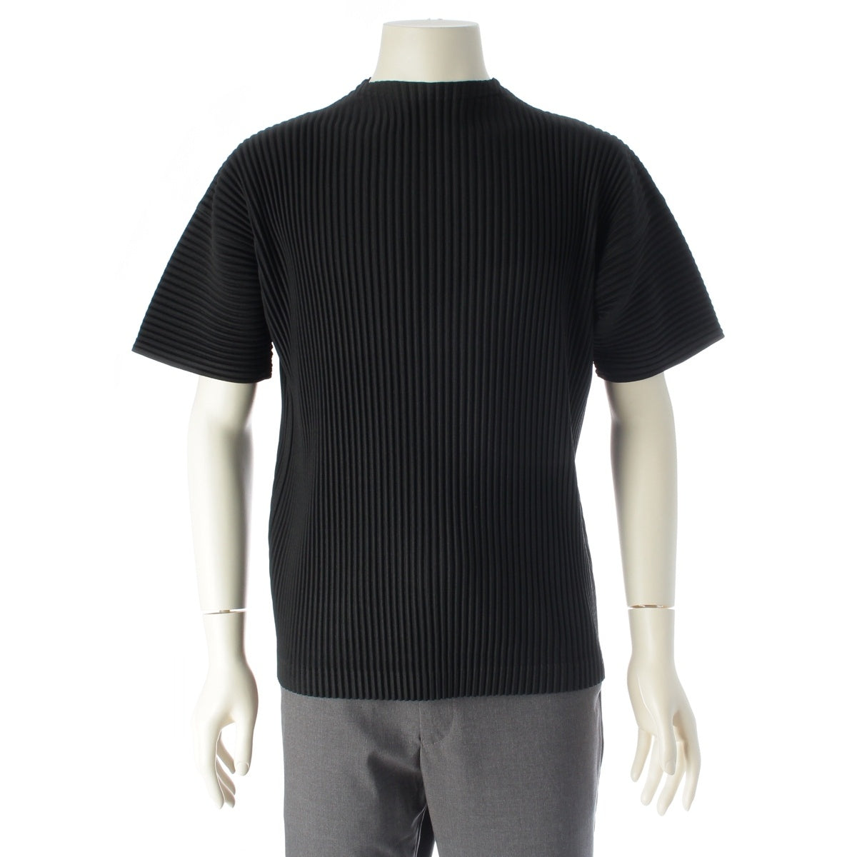 HOMME PLISSE ISSEY Pleated Mock Neck Short sleeve T-shirt tops HP61JK033 black 2