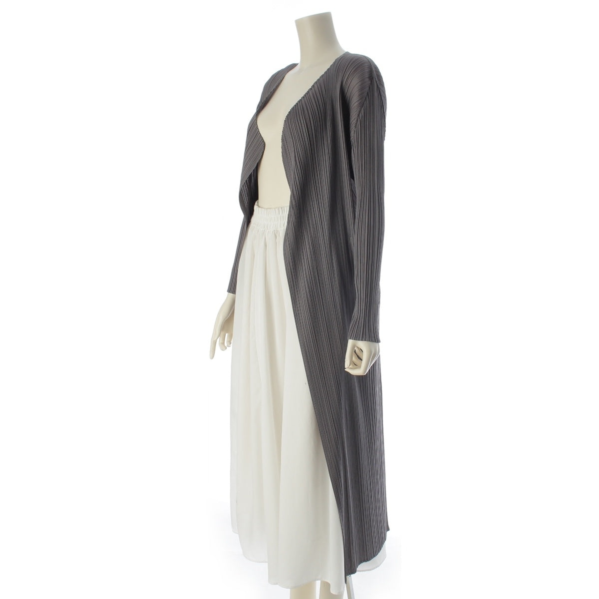 PLEATS PLEASE ISSEY Basic Long Gown cardigan Coat, cardigan, outerwear PP05JA109 gray 3