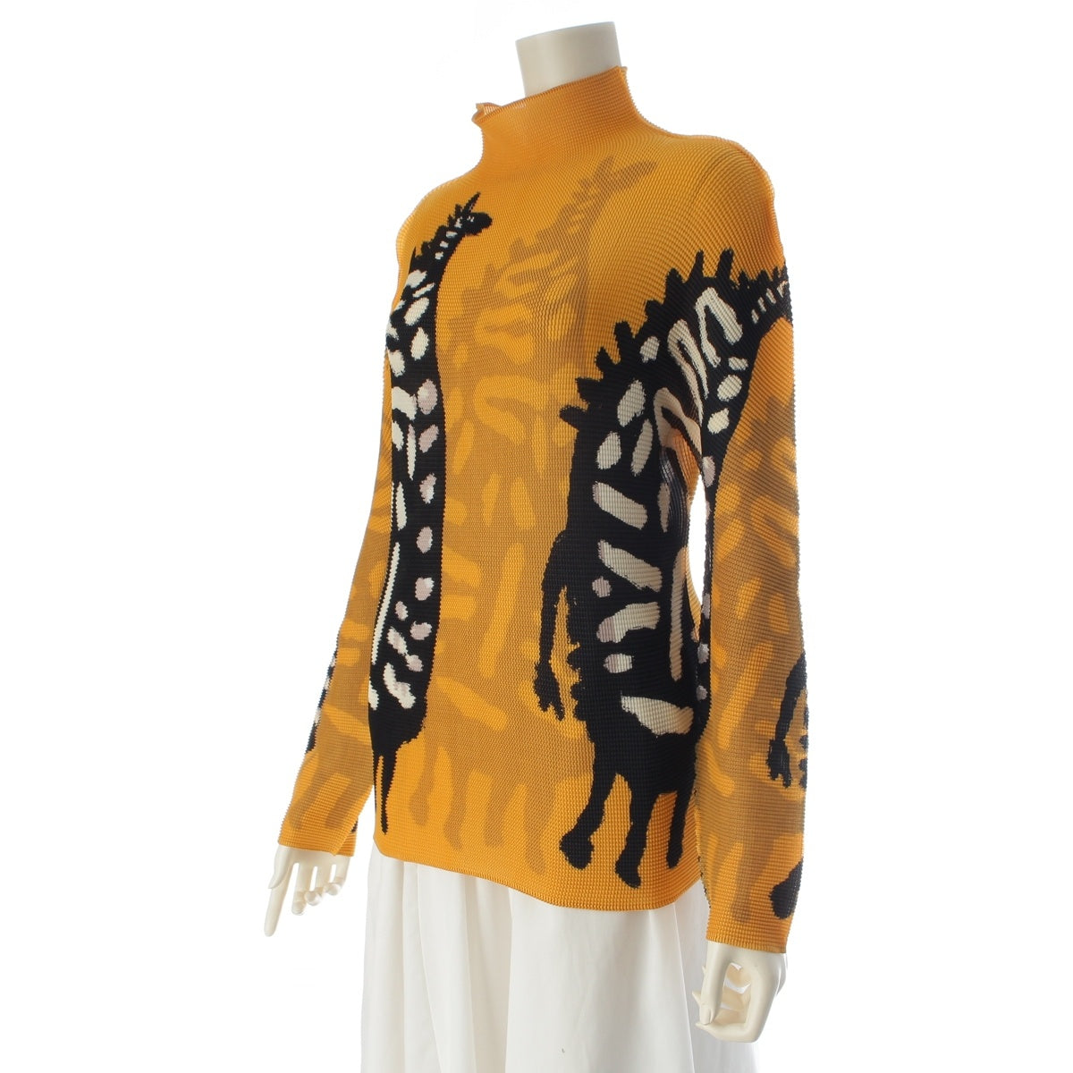 me ISSEY MIYAKE Giraffe print turtleneck long-sleeved shirt Cut tops MI41FJ391 yellow F