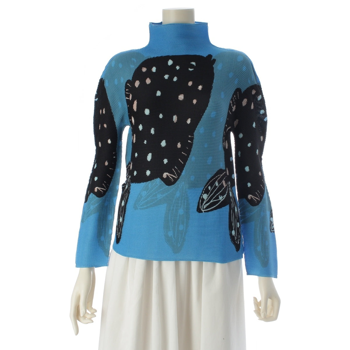 me ISSEY MIYAKE Fish print turtleneck long-sleeve shirt Cut tops MI41FJ391 blue F