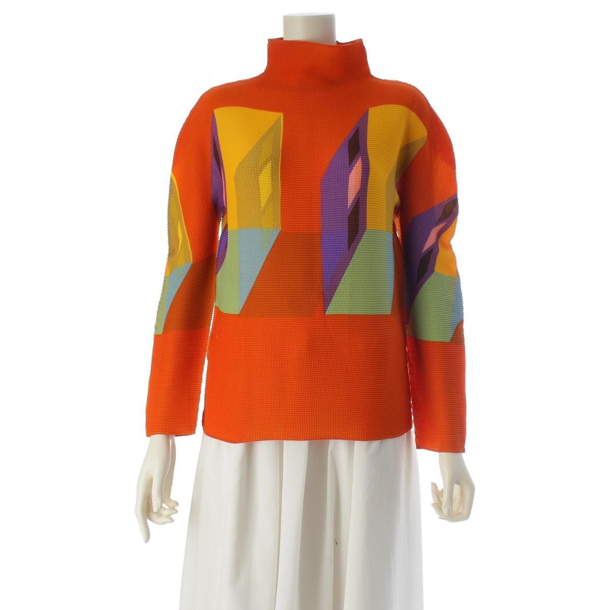 me ISSEY MIYAKE Modern Pattern Print Cut tops MI53FJ831 Orange F