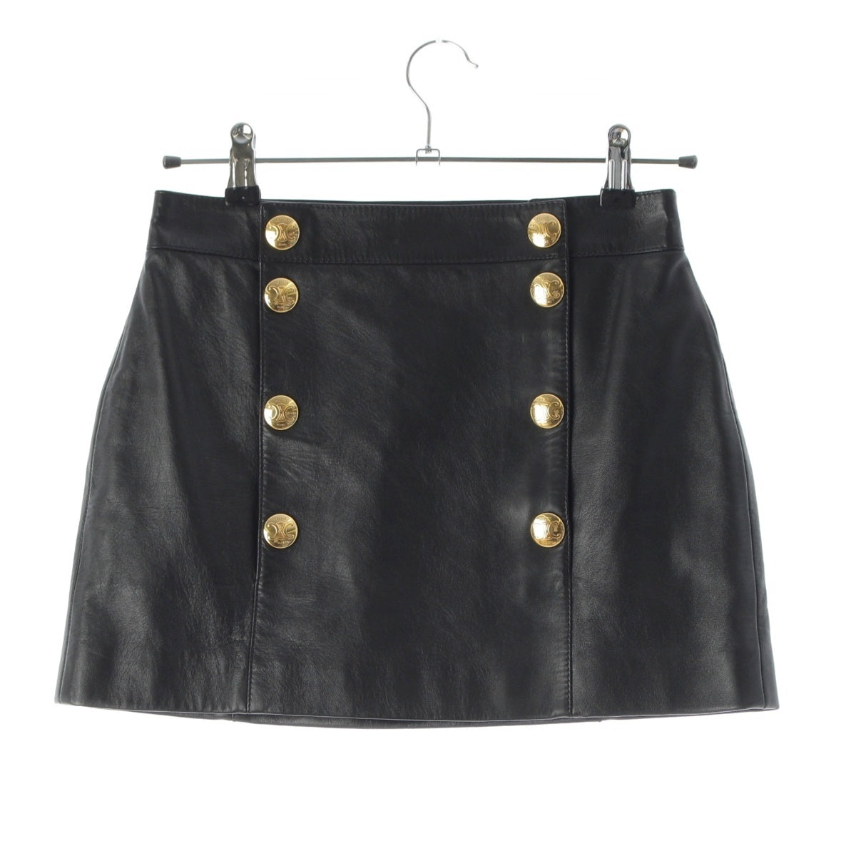 CELINE Trapeze Mini lambskin Triomphe Mini skirt 2H451583C black 36