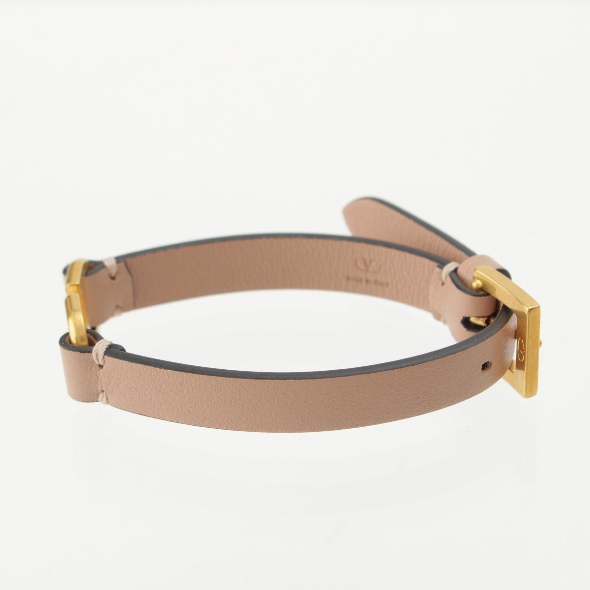 VALENTINO V logo leather bracelet Pink beige gold