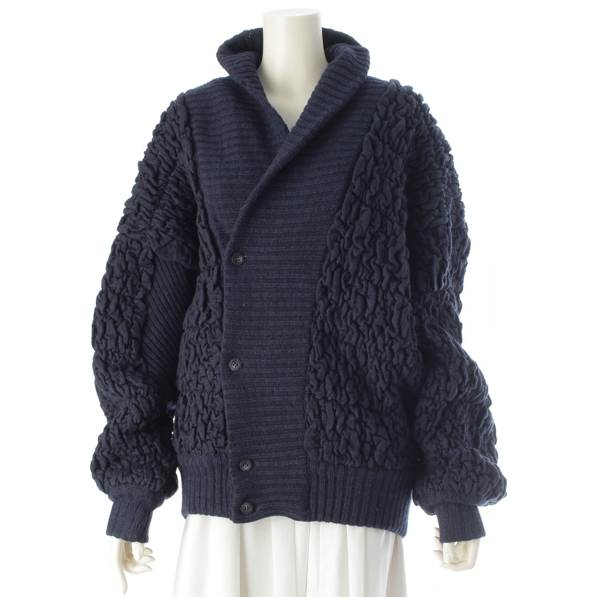 ISSEY MIYAKE Oversized Oversized knit knit Blouson Blue navy