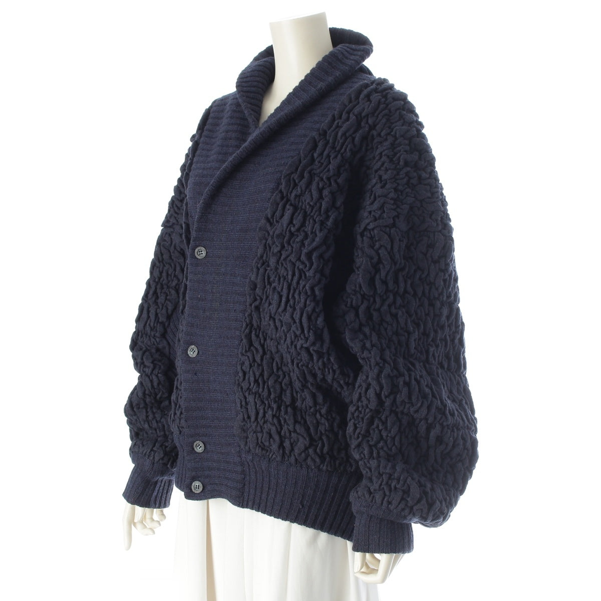 ISSEY MIYAKE Oversized Oversized knit knit Blouson Blue navy