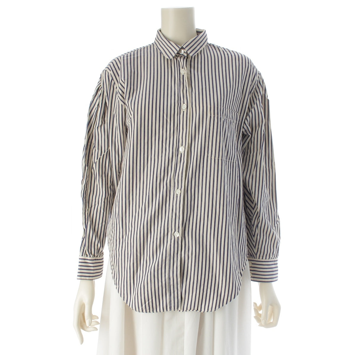 ISSEY MIYAKE Issey Sports cotton stripe Long sleeve shirt tops White x blue 9