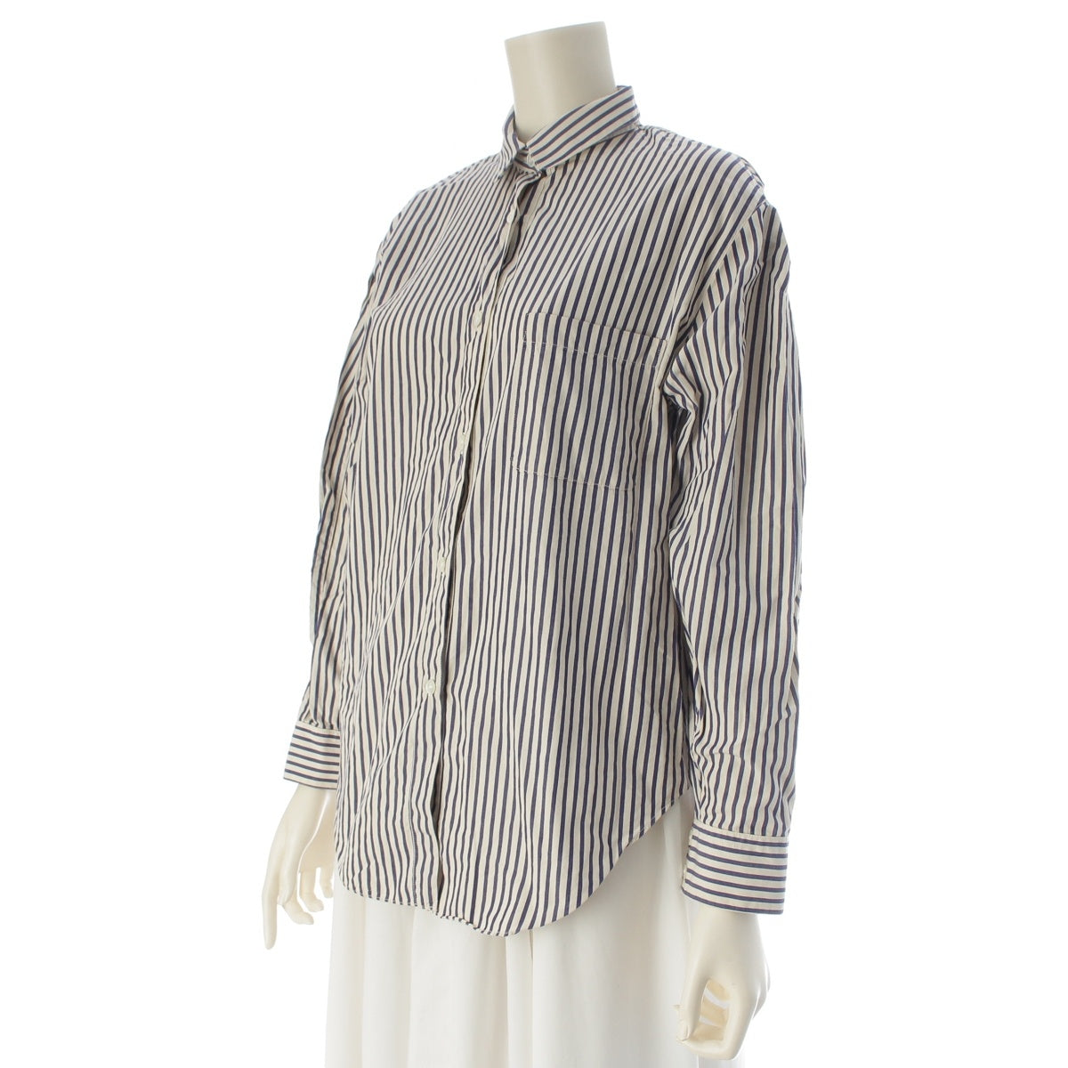 ISSEY MIYAKE Issey Sports cotton stripe Long sleeve shirt tops White x blue 9