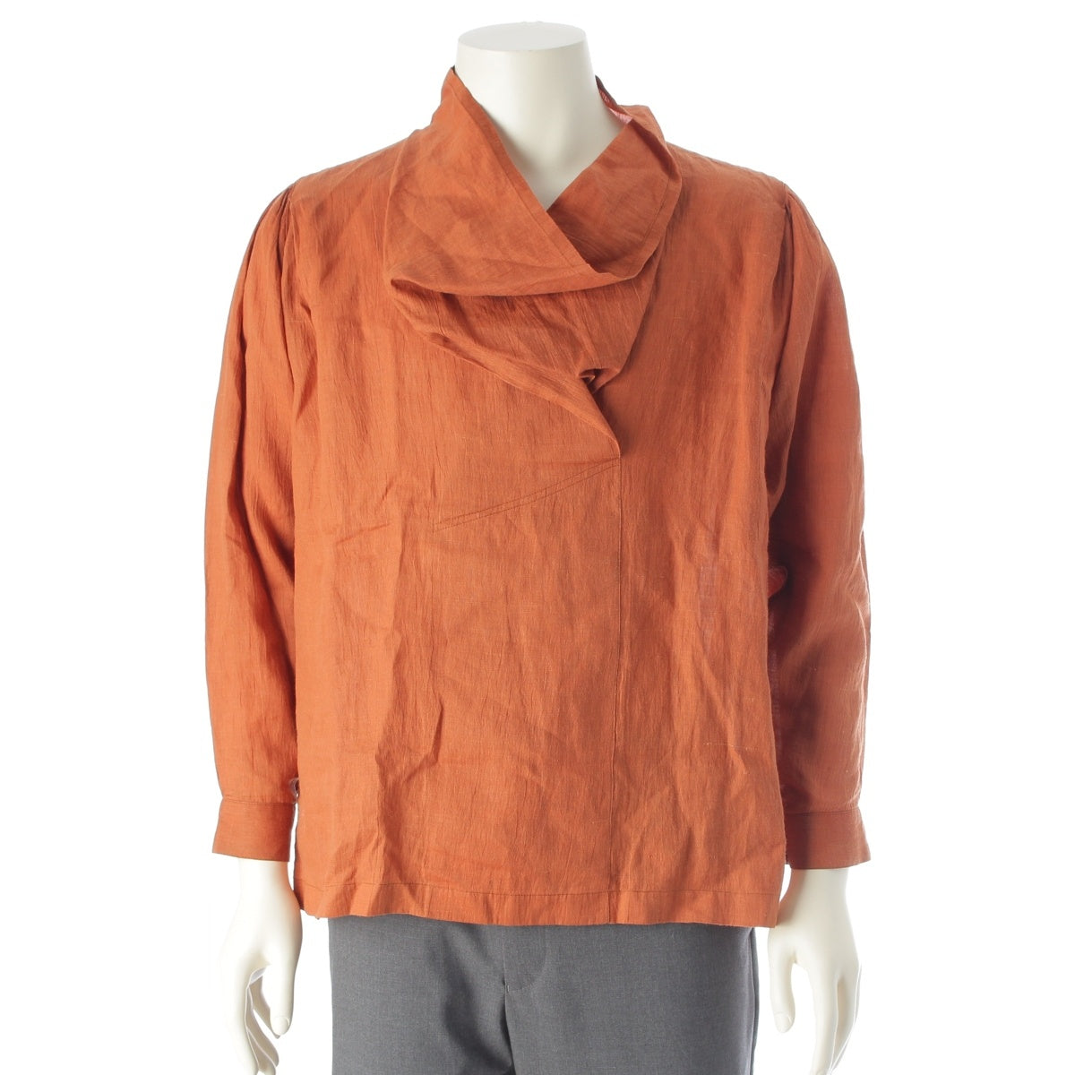 ISSEY MIYAKE Asymmetrical Gathered Sleeve Pullover tops TL-P242 Orange 9