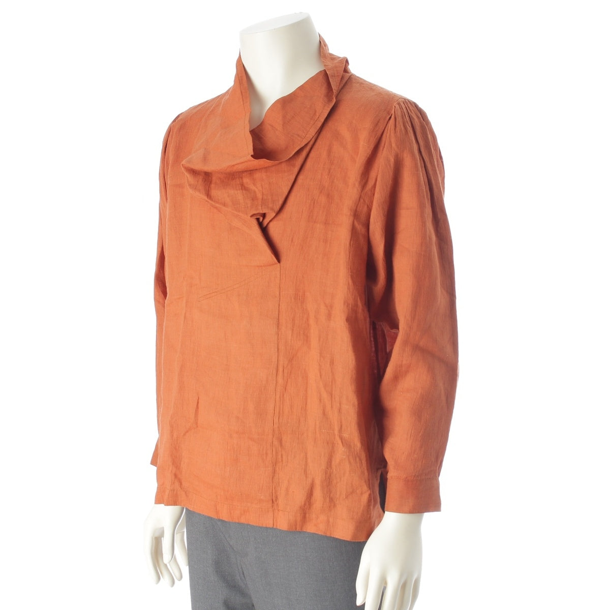 ISSEY MIYAKE Asymmetrical Gathered Sleeve Pullover tops TL-P242 Orange 9
