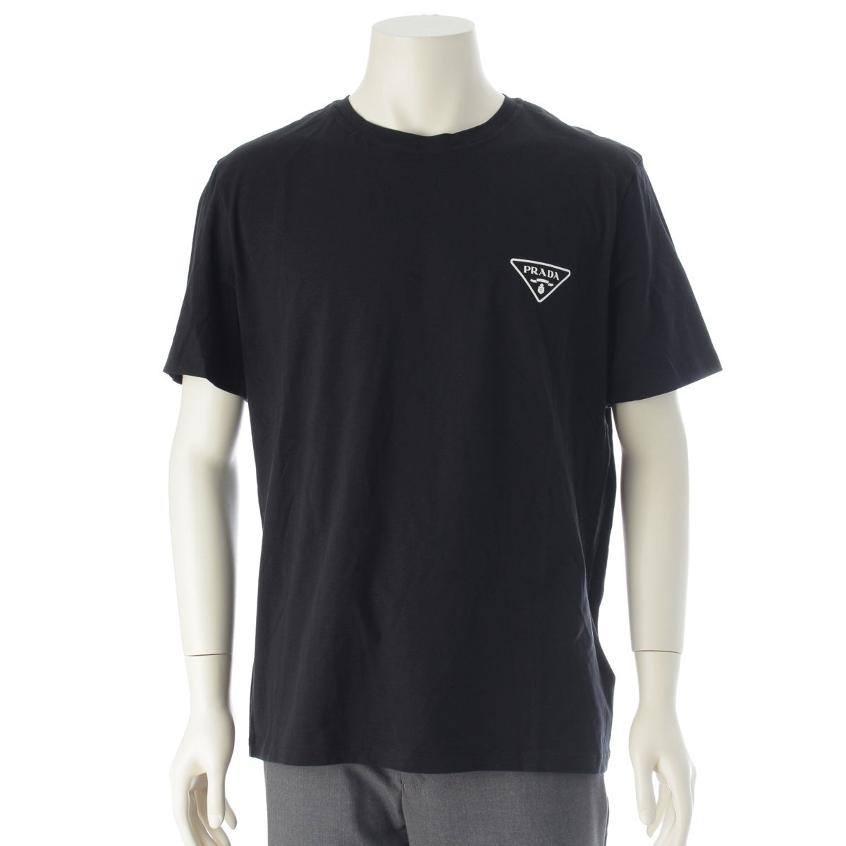 PRADA Nylon paneling, triangular logo Short sleeve T-shirt UJN880 black XXL