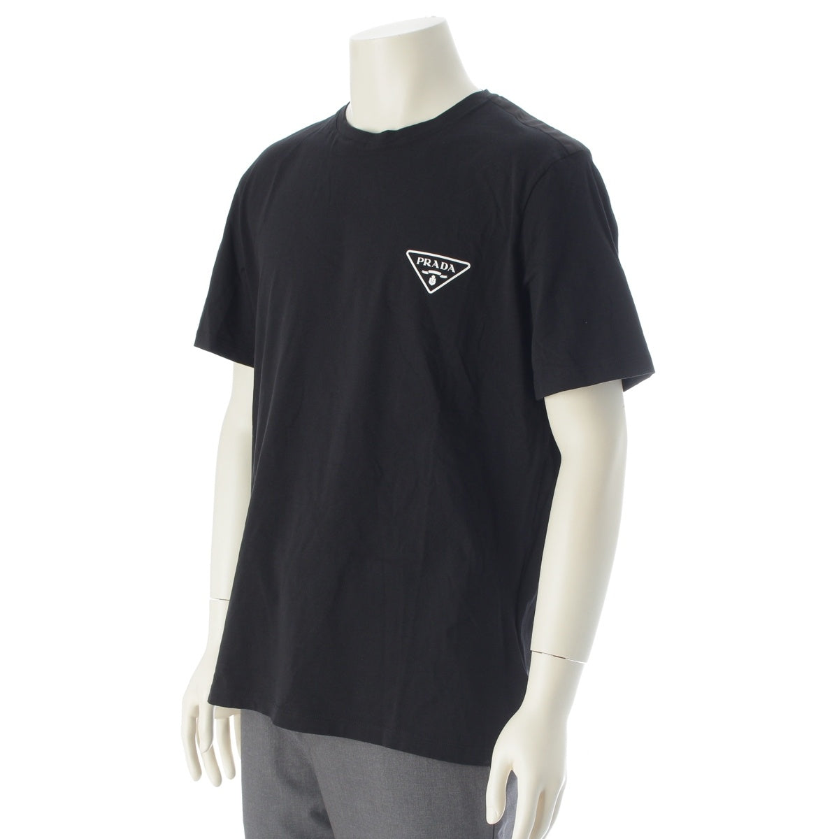 PRADA Nylon paneling, triangular logo Short sleeve T-shirt UJN880 black XXL