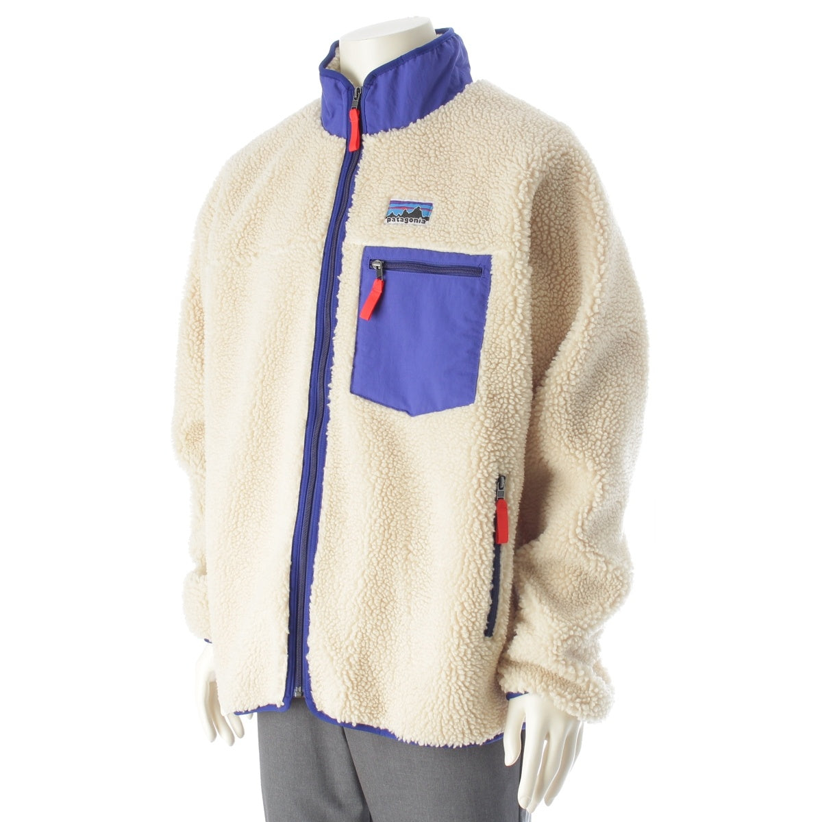 patagonia Classic RetroX Bore fleece Jacket 23057 Ivory / Blue XL