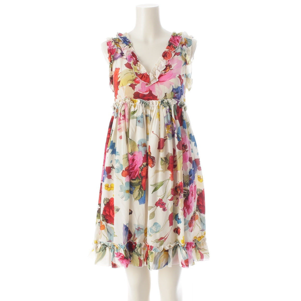 DOLCE&GABBANA silk Floral print sleeveless frill sheer one piece F6Z22T multicolor 36