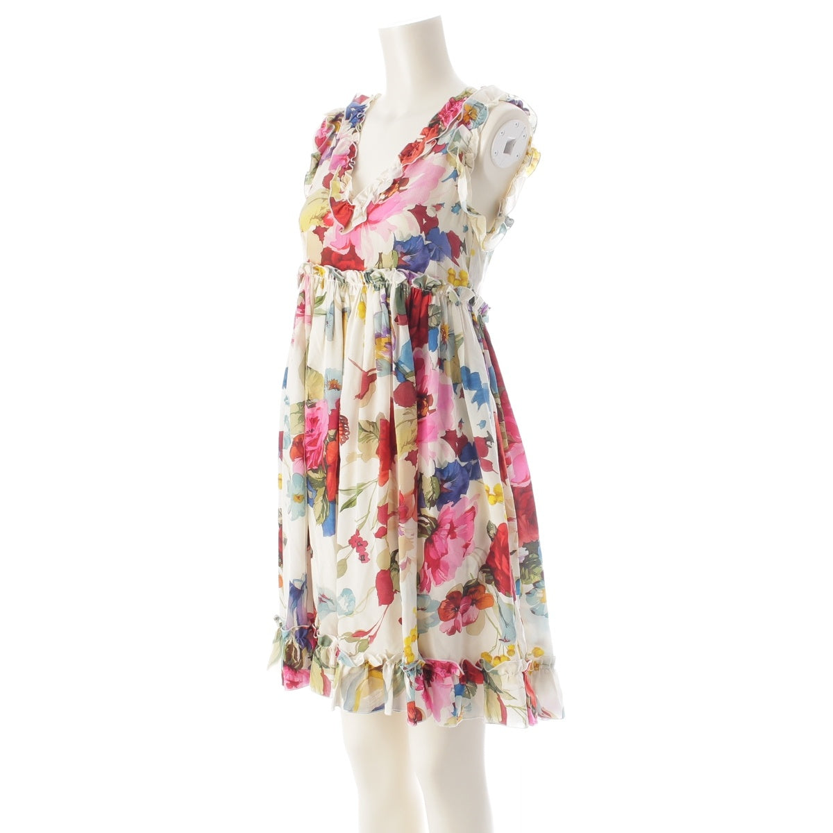 DOLCE&GABBANA silk Floral print sleeveless frill sheer one piece F6Z22T multicolor 36