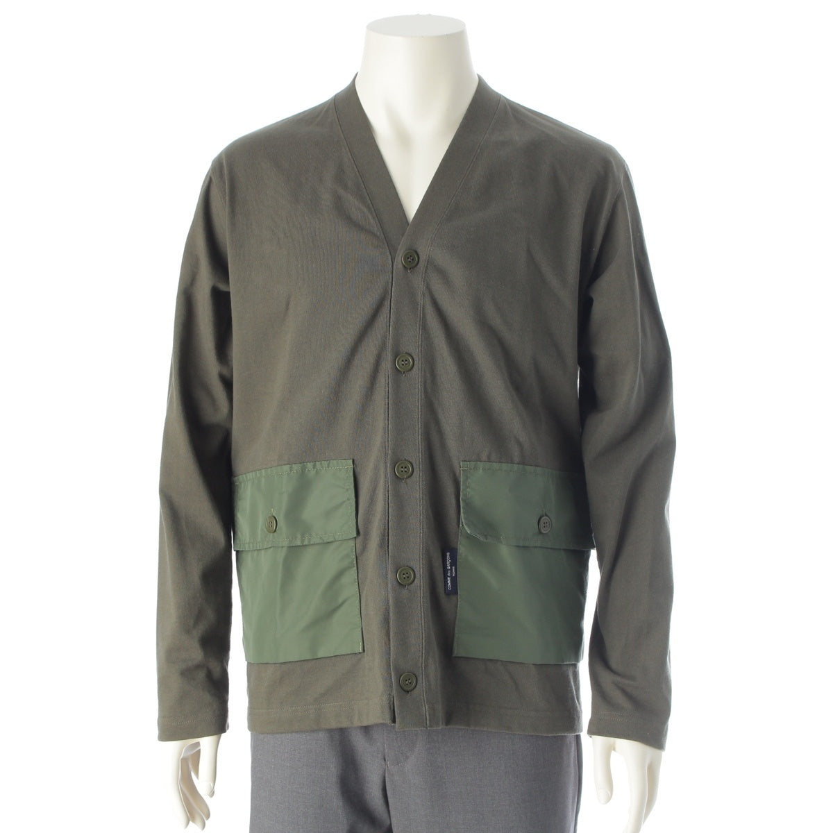 COMME des GARCONS HOMME Nylon-paneled pockets cardigan HI-T014 Khaki olive S