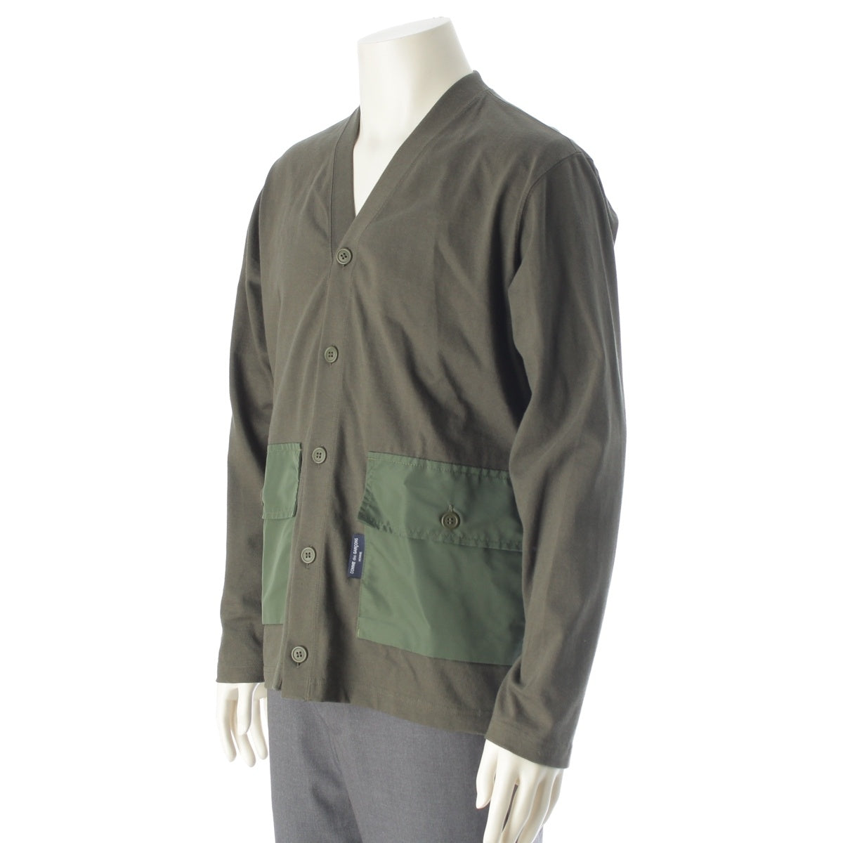 COMME des GARCONS HOMME Nylon-paneled pockets cardigan HI-T014 Khaki olive S