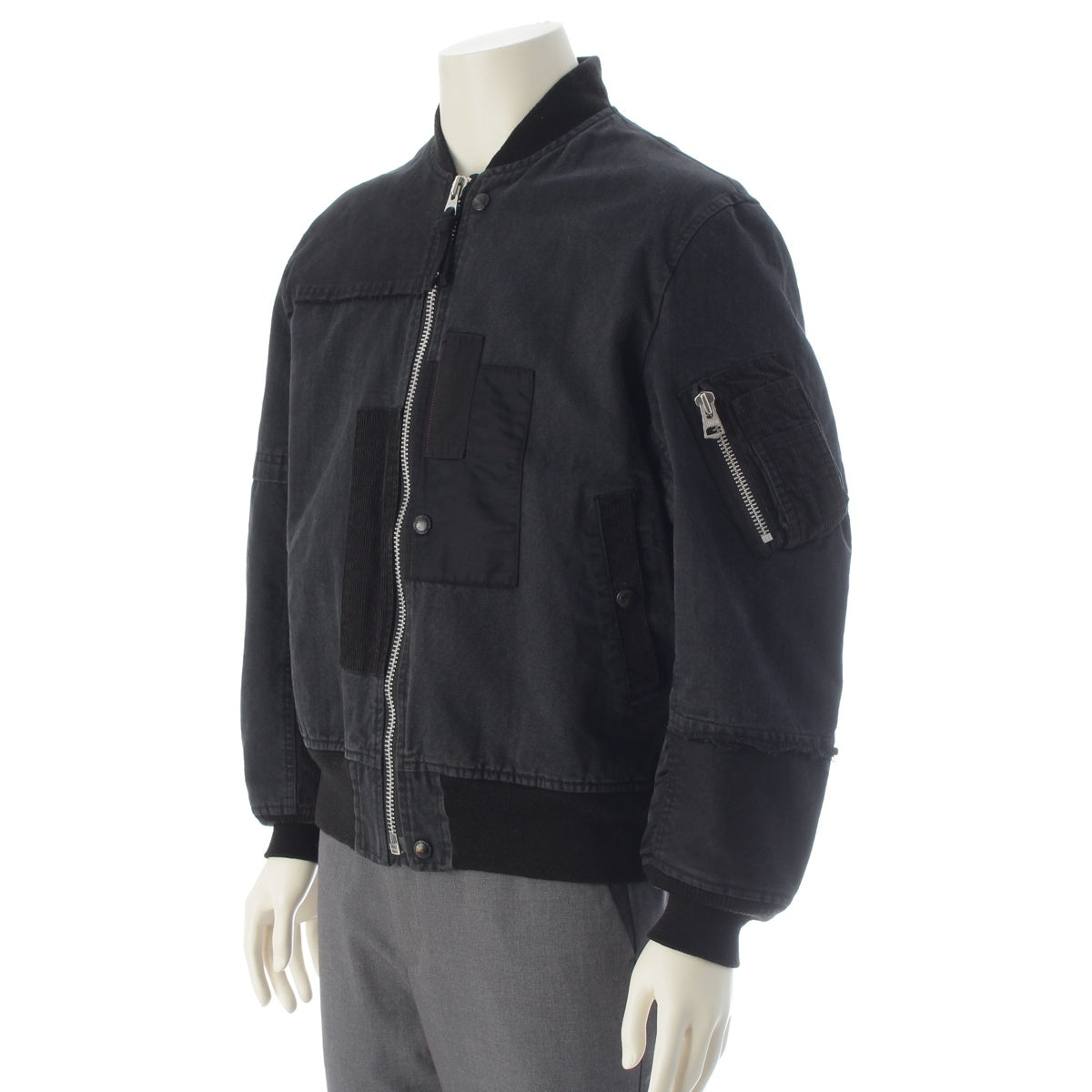 COMME des GARCONS HOMME cotton Military detail patchwork flight jacket Blouson HJ-J008 black S