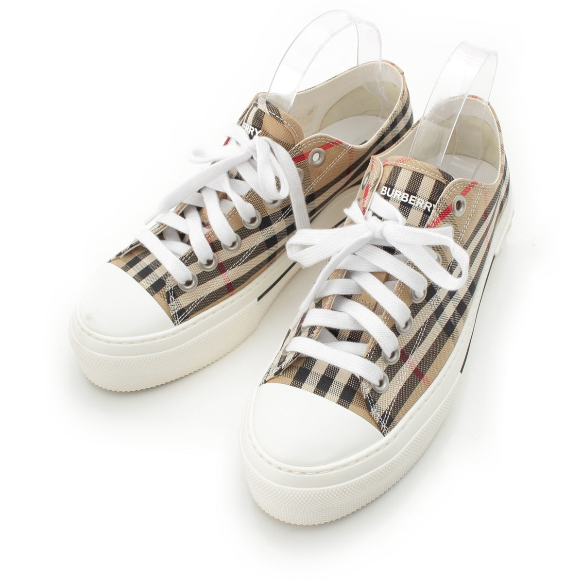 BURBERRY canvas Nova Check sneakers White beige 41
