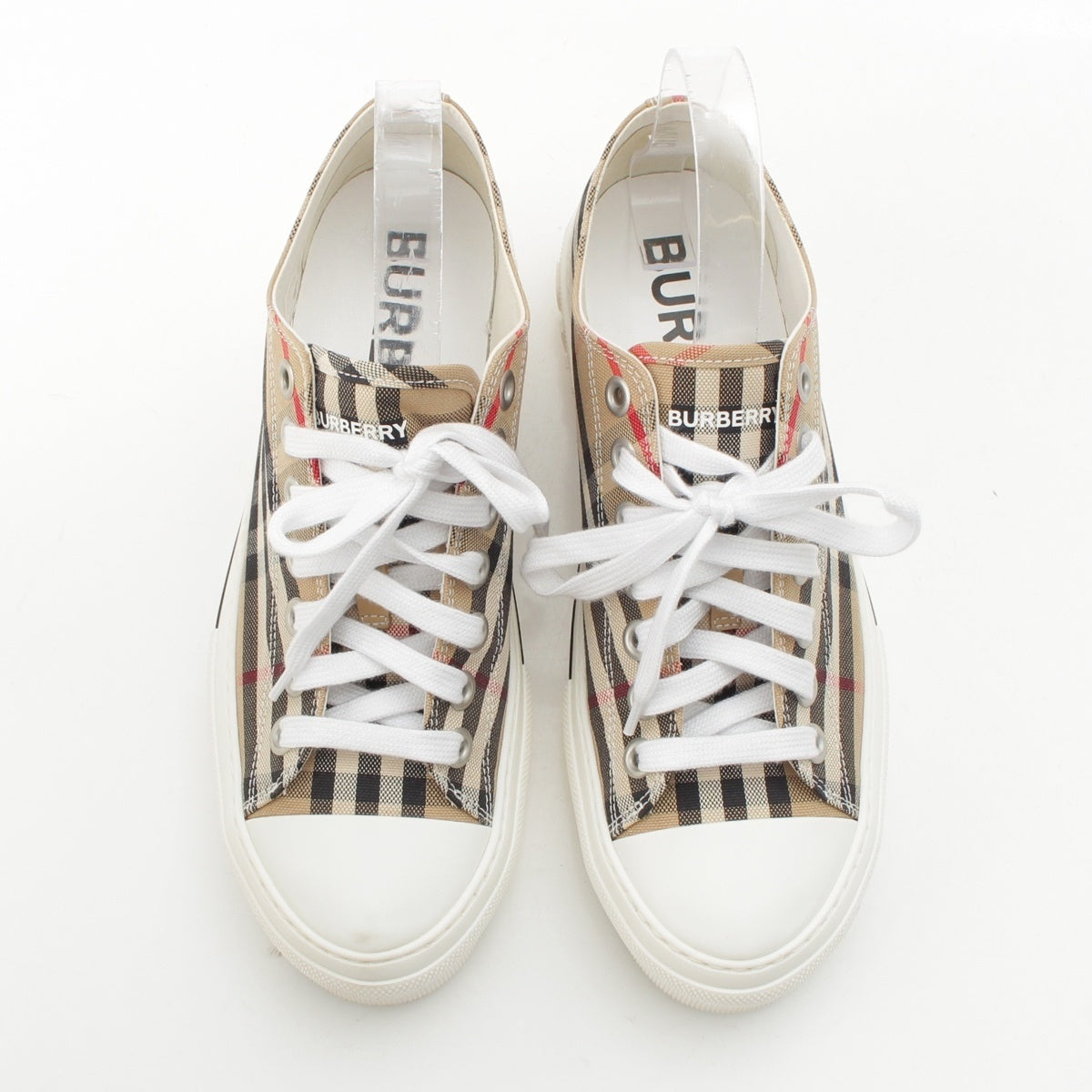 BURBERRY canvas Nova Check sneakers White beige 41