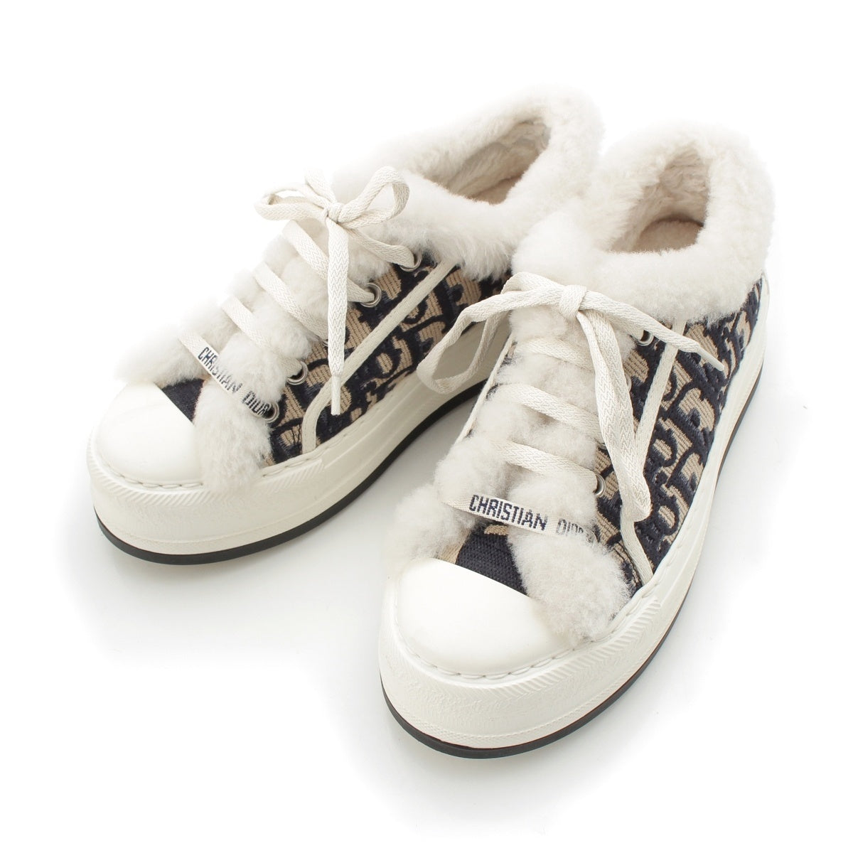 Christian Dior Walkin' Dior Oblique Bore Platform sneakers shoes White blue system 35