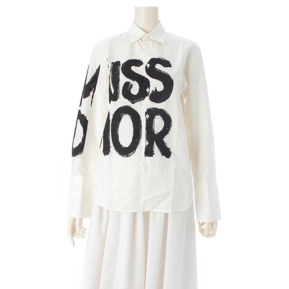 Christian Dior MISS DIOR logo shirt blouse tops 451B28A3433 White black 38
